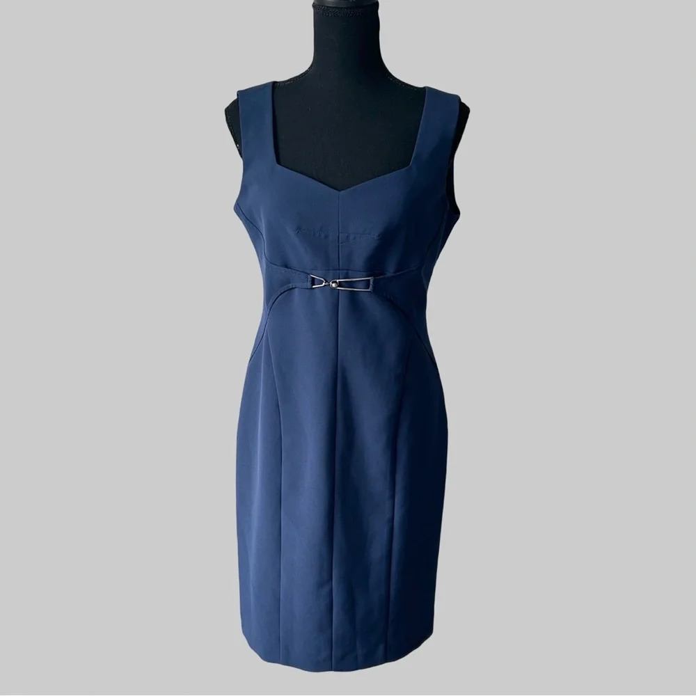 EDAS Navy Sleeveless Shift Dress Made in Italy